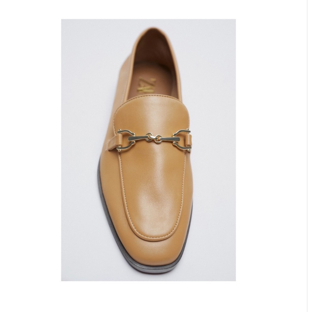 Zara Tan Leather Loafers in size US6.5